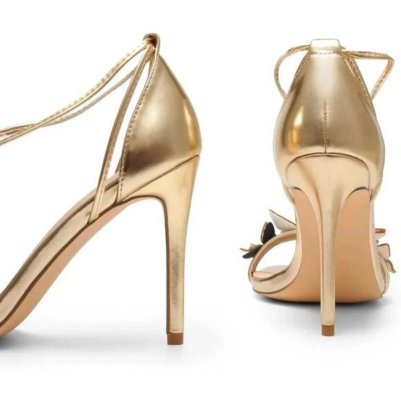 ❤️Women Gold High Heels Strappy Gladiator Toe Fashion Dressy Heels Wedding - Picture 4 of 7